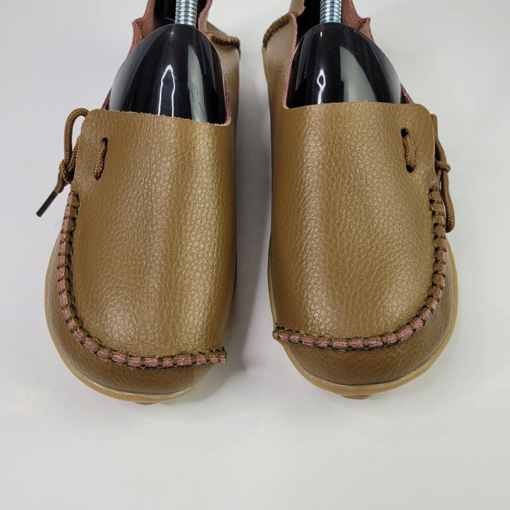 Socofy Womens Shoes Size 6 Brown Leather Moccasins Slip On Loafers Comfort - Picture 4 of 12